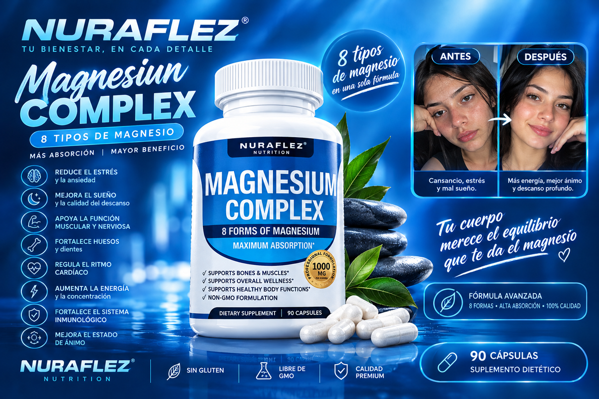 Magnesium complex Obtén el magnesio que necesita tu cuerpo 8 en 1