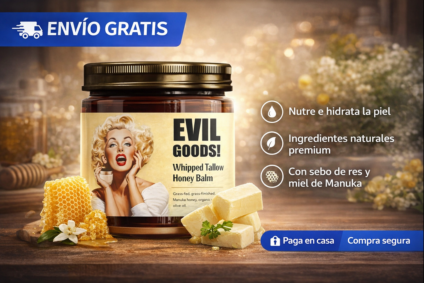 Evil good-Crema Facial nutritiva con sebo natural