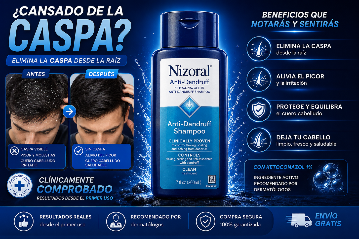 Shampoo anticaspa Elimina la caspa ahora